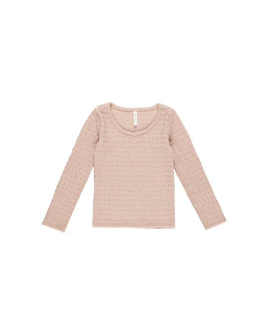 TEXTURED LONG SLEEVE TOP || ROSE