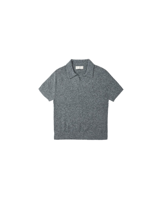 KNIT POLO || HEATHERED GREY