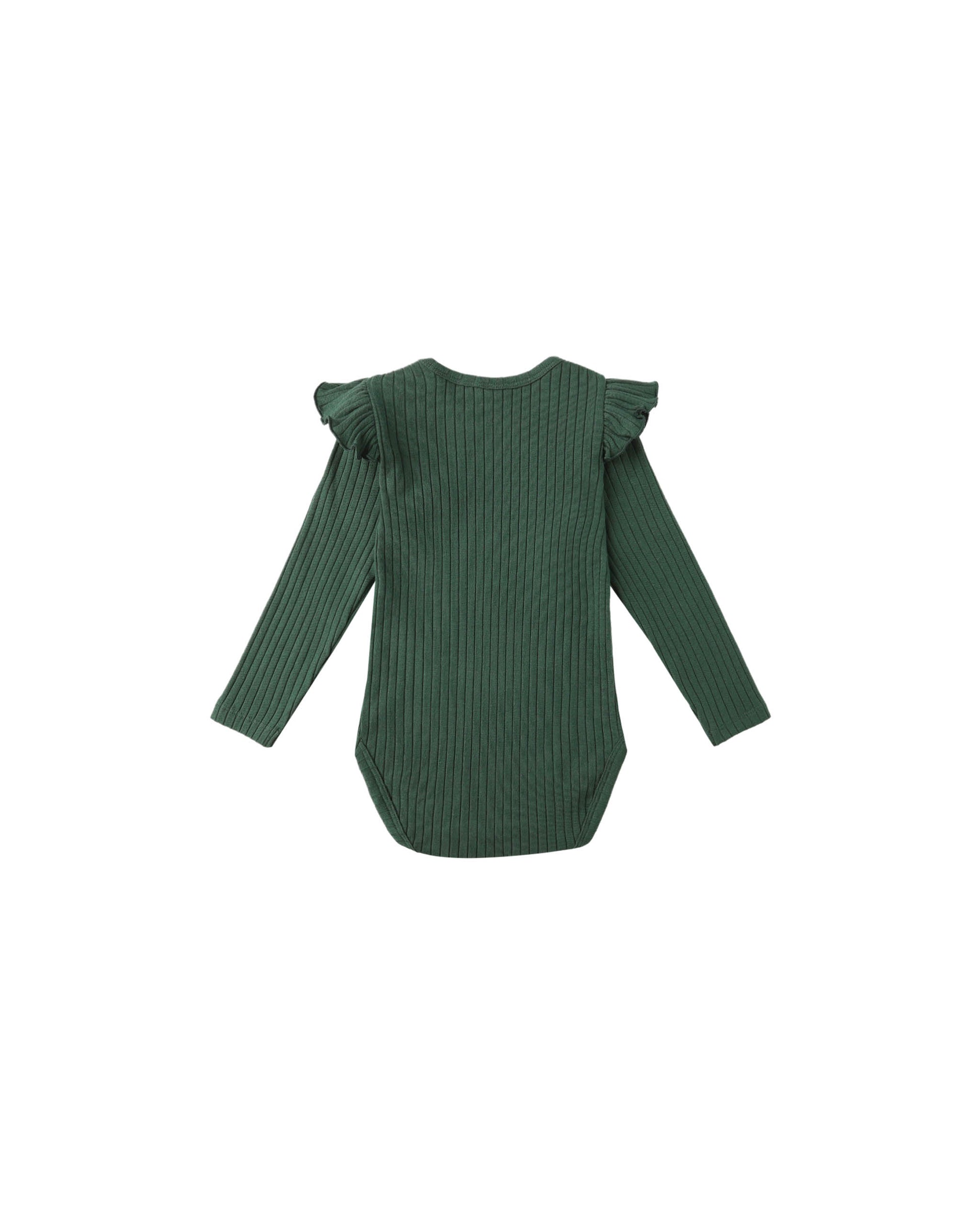 SHOULDER RUFFLE BODYSUIT || GREEN