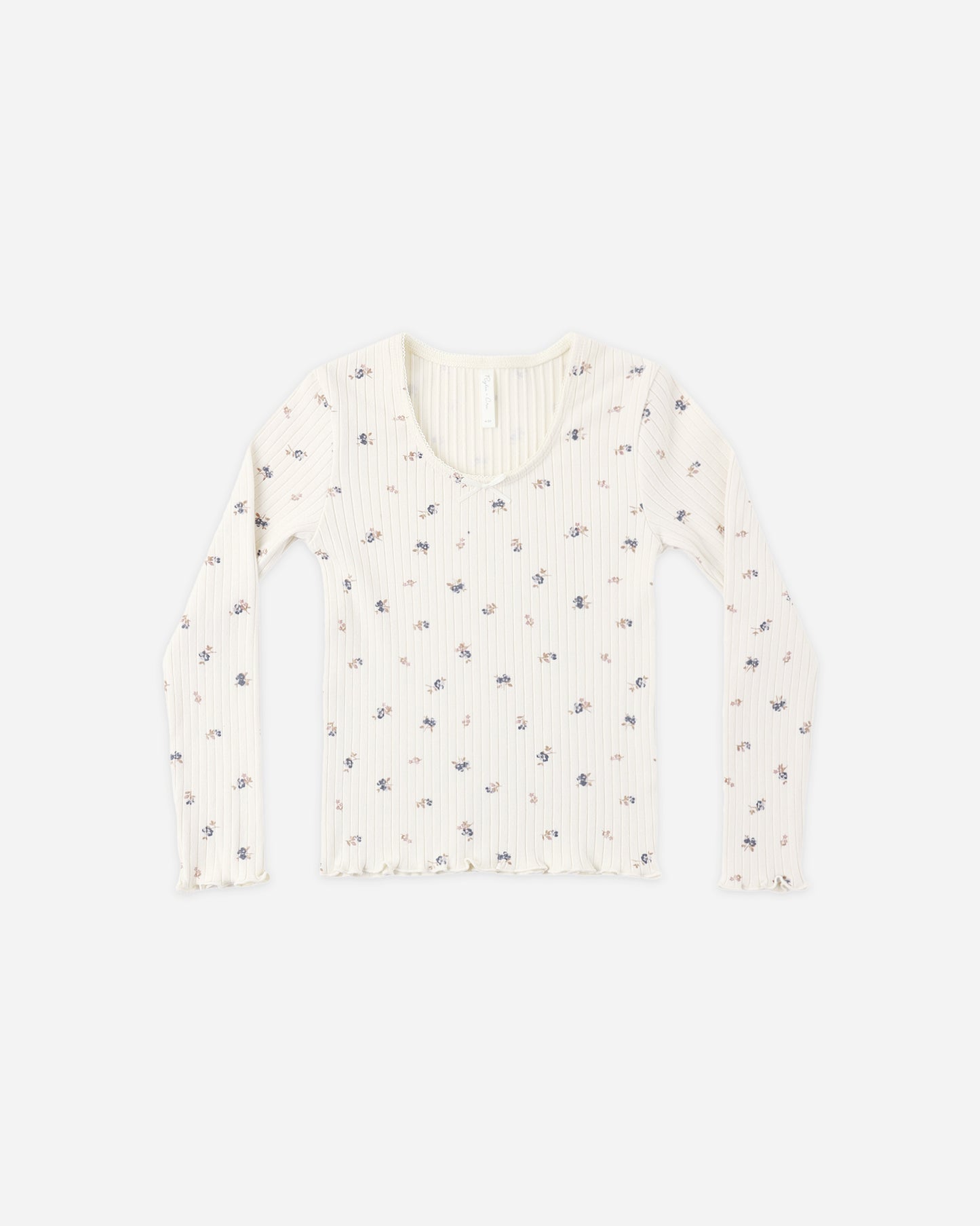 RIBBED LONG SLEEVE NATURAL DITSY