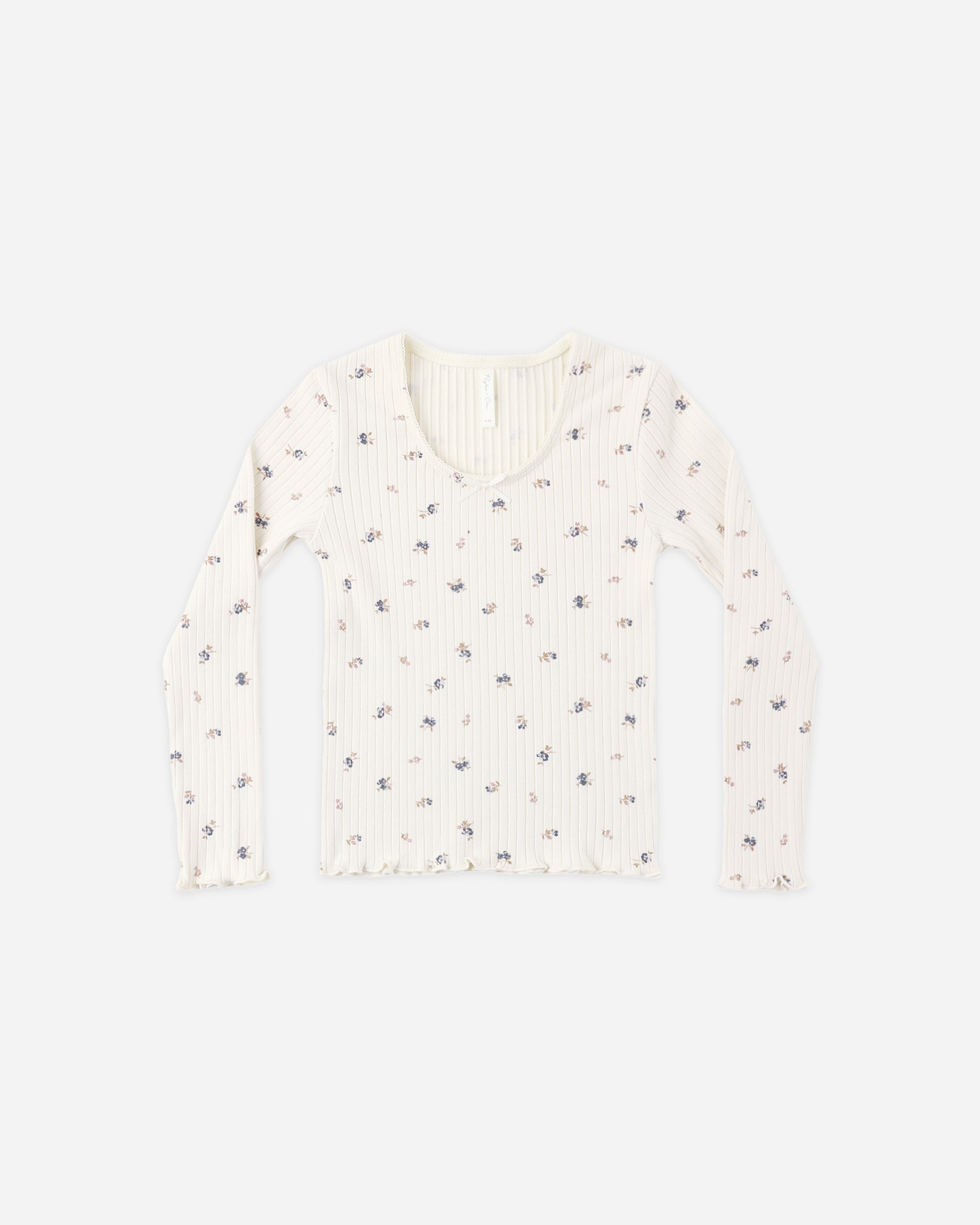 RIBBED LONG SLEEVE NATURAL DITSY