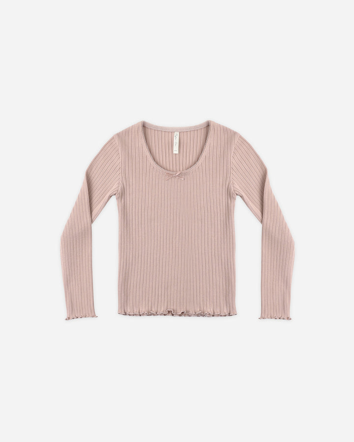 RIBBED LONG SLEEVE ROSEWOOD