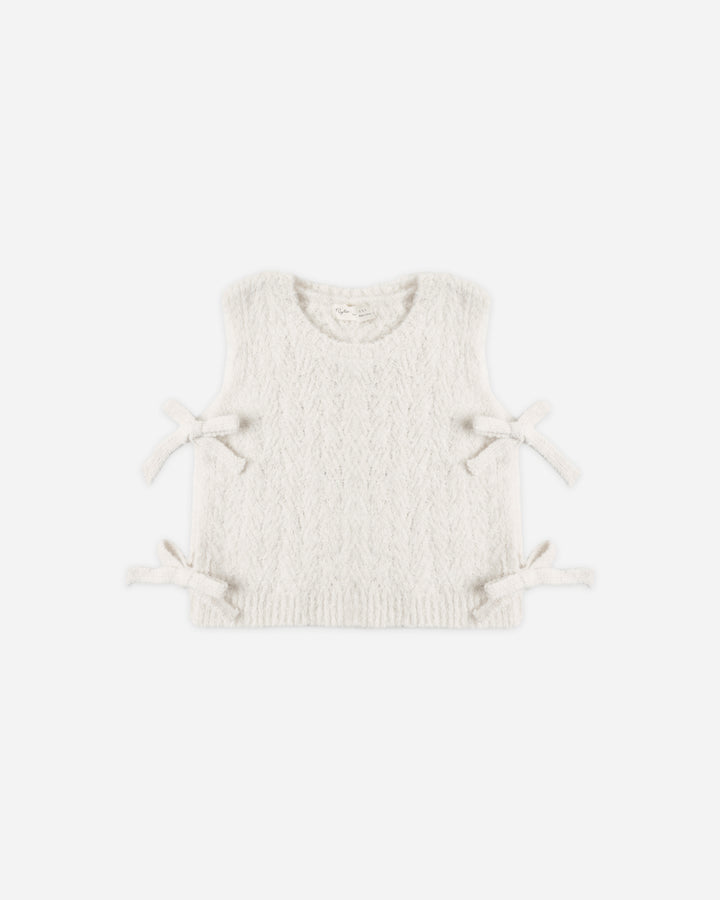 BOW SWEATER VEST IVORY