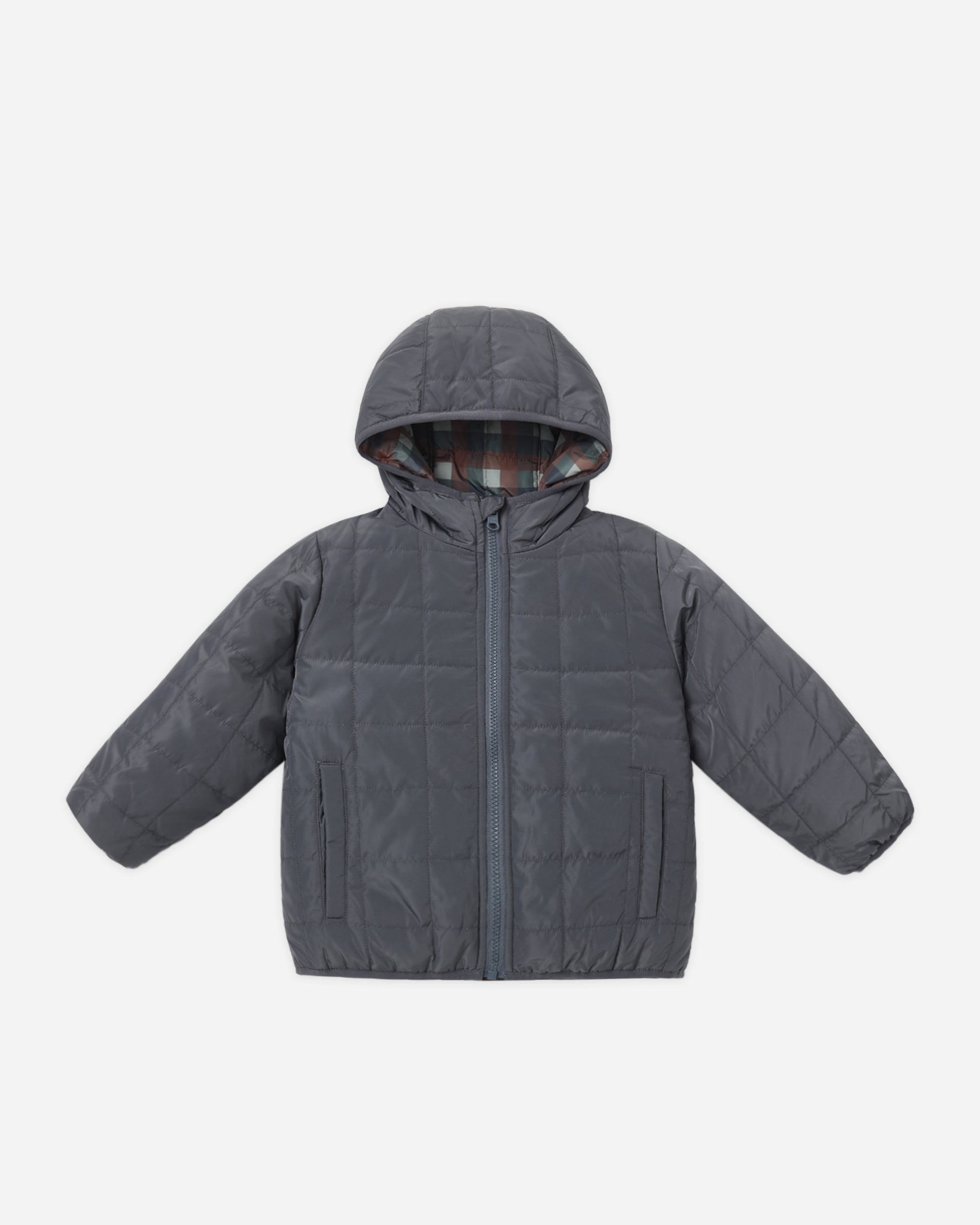 LIGHTWEIGHT REVERSIBLE PUFFER MIDNIGHT CHECK