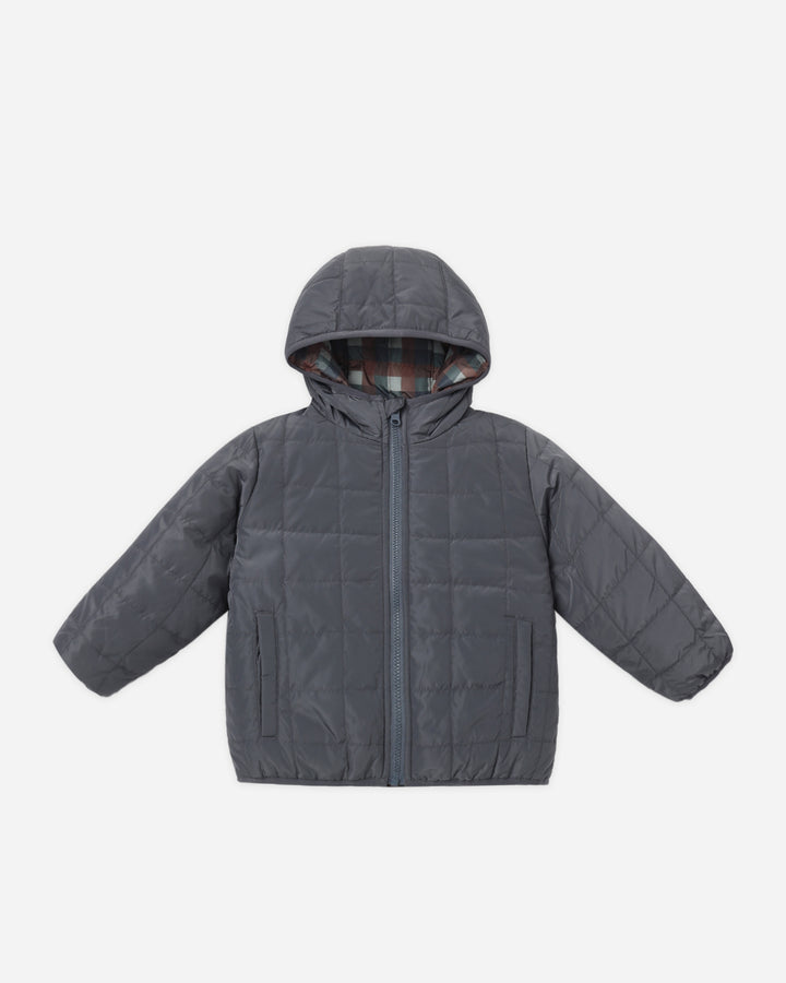 LIGHTWEIGHT REVERSIBLE PUFFER MIDNIGHT CHECK