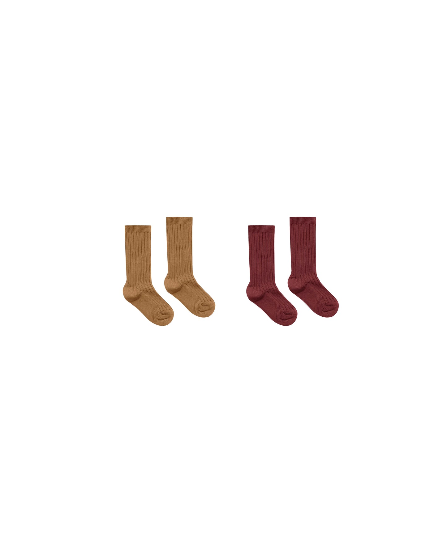RIBBED SOCKS || GOLDEN, BURGUNDY