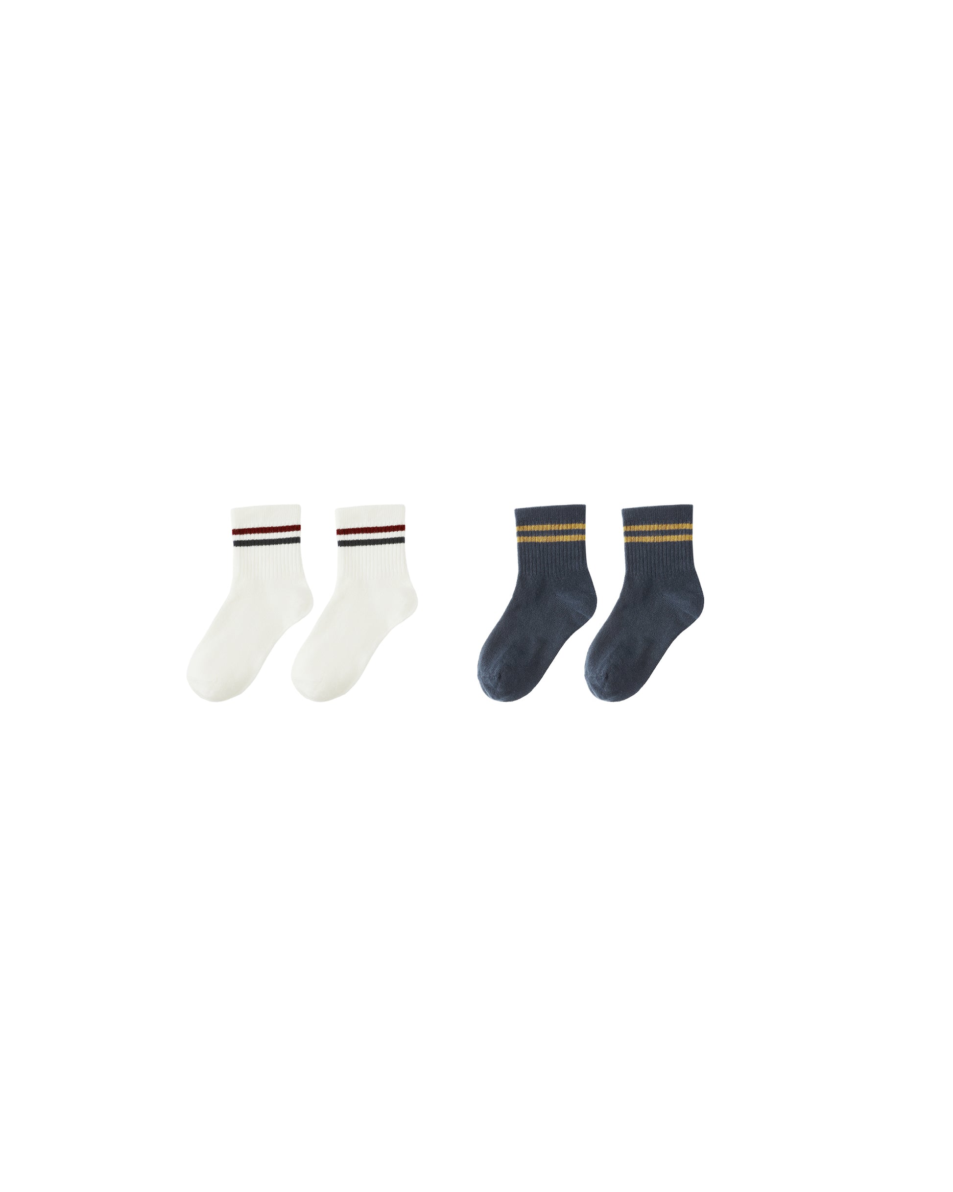 STRIPE SOCKS, 2-PACK || IVORY, NAVY