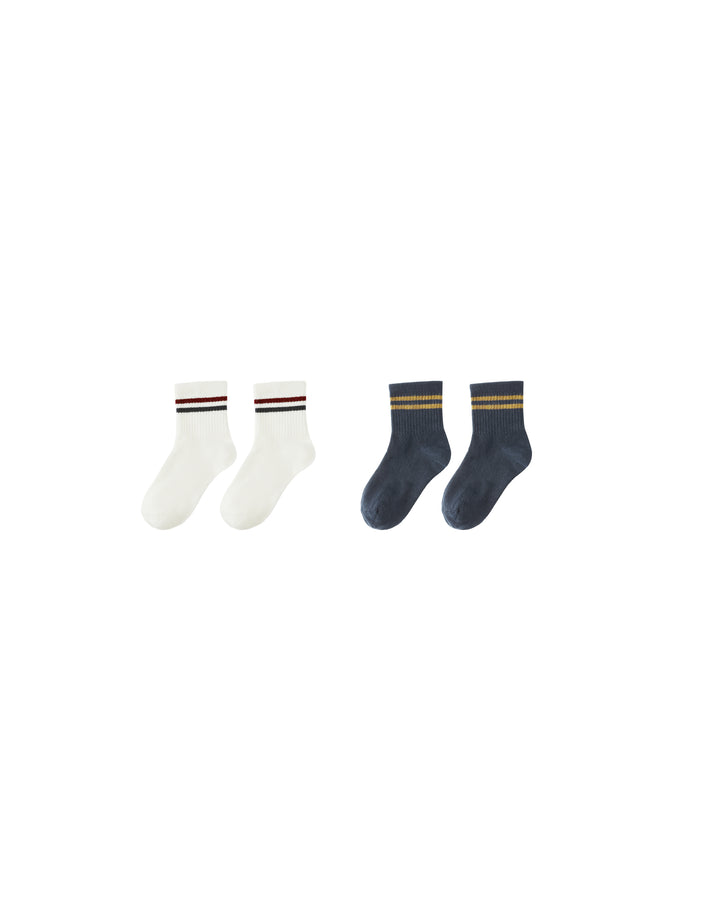 STRIPE SOCKS, 2-PACK || IVORY, NAVY