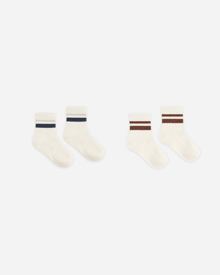 STRIPE SOCKS, 2-PACK FOG, MULBERRY