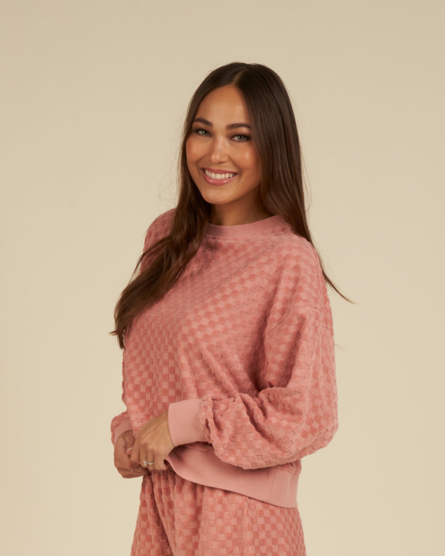 WOMEN'S BOXY PULLOVER | PINK CHECK