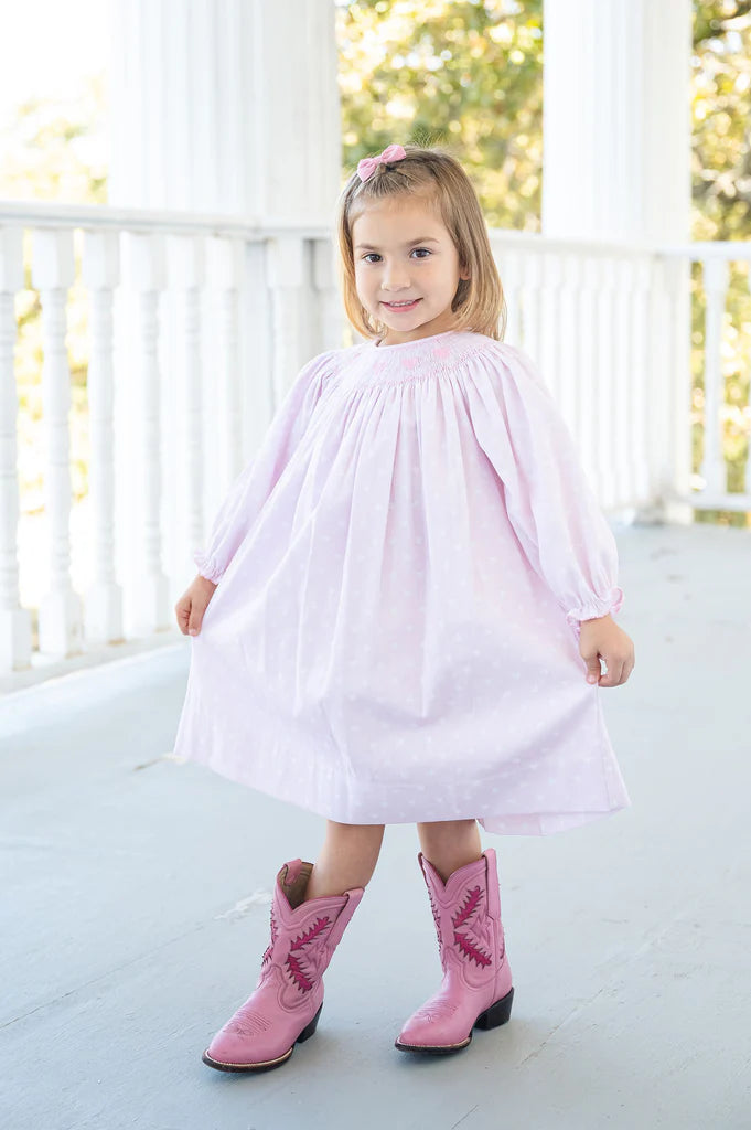Pink Hearts Smocked Helen Dress