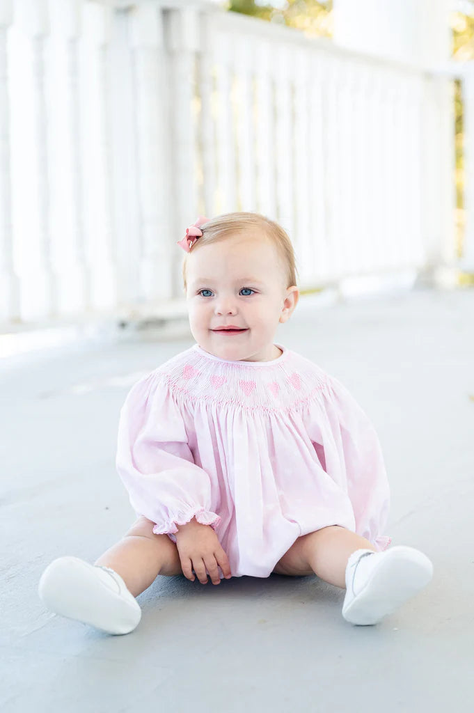 Pink Hearts Smocked Birdie Bubble