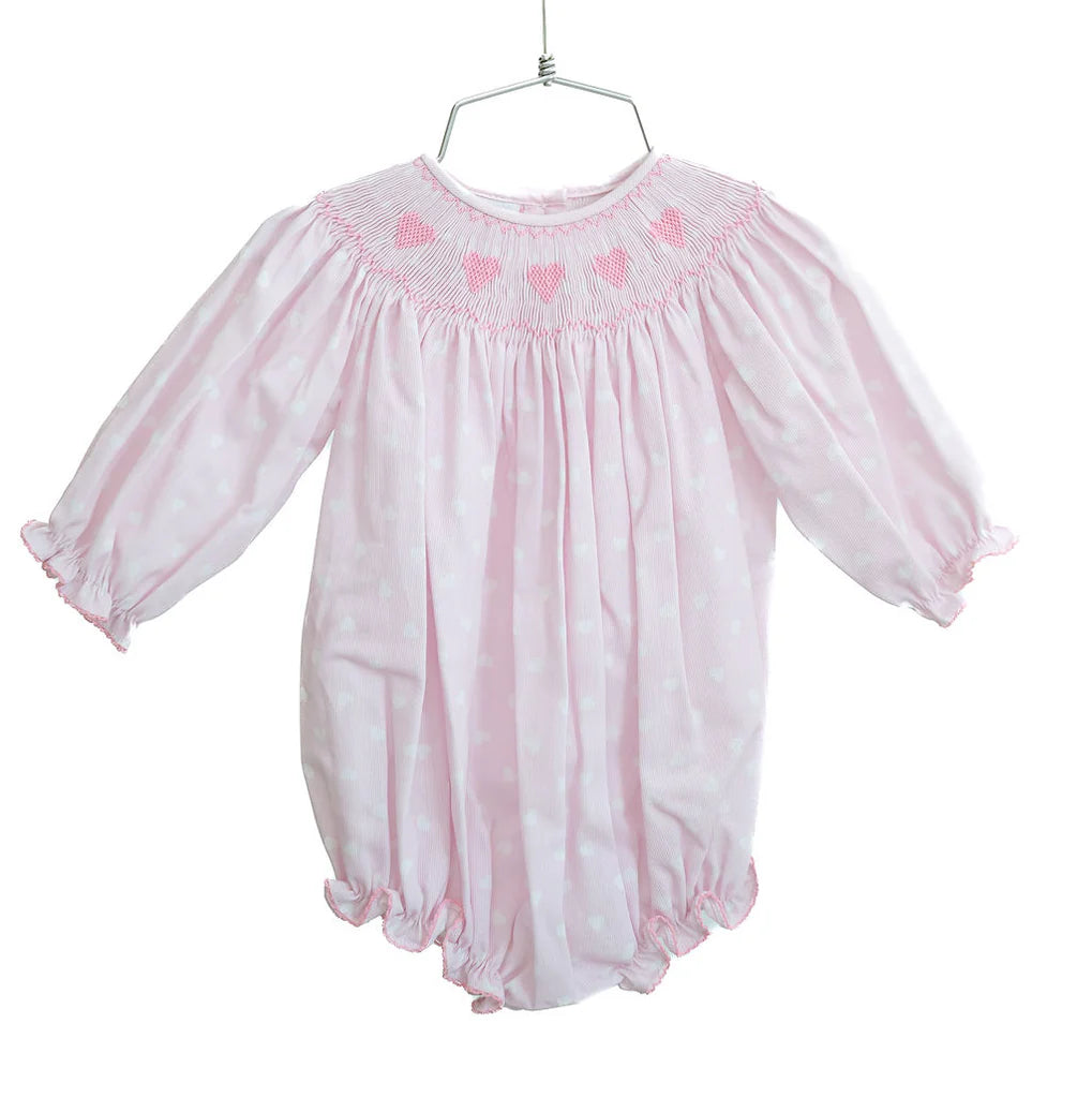 Pink Hearts Smocked Birdie Bubble