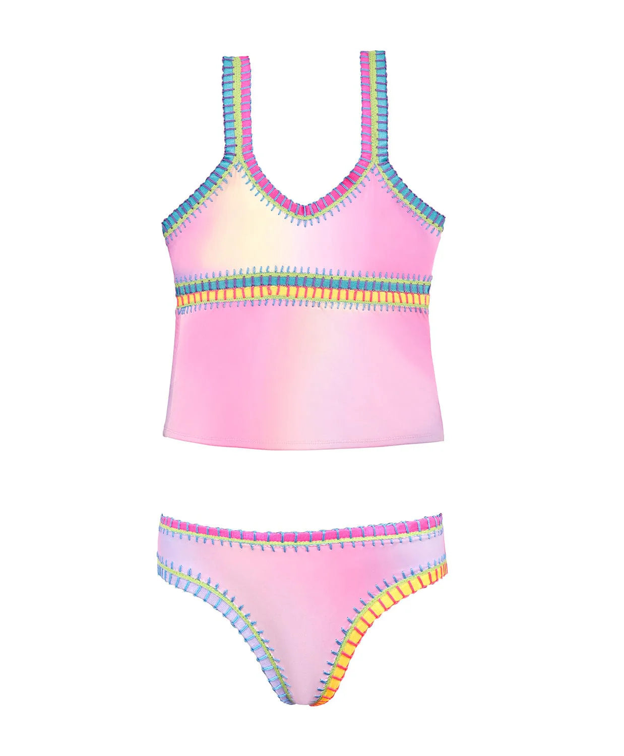 Embroidered Tankini | Cotton Candy Rainbow