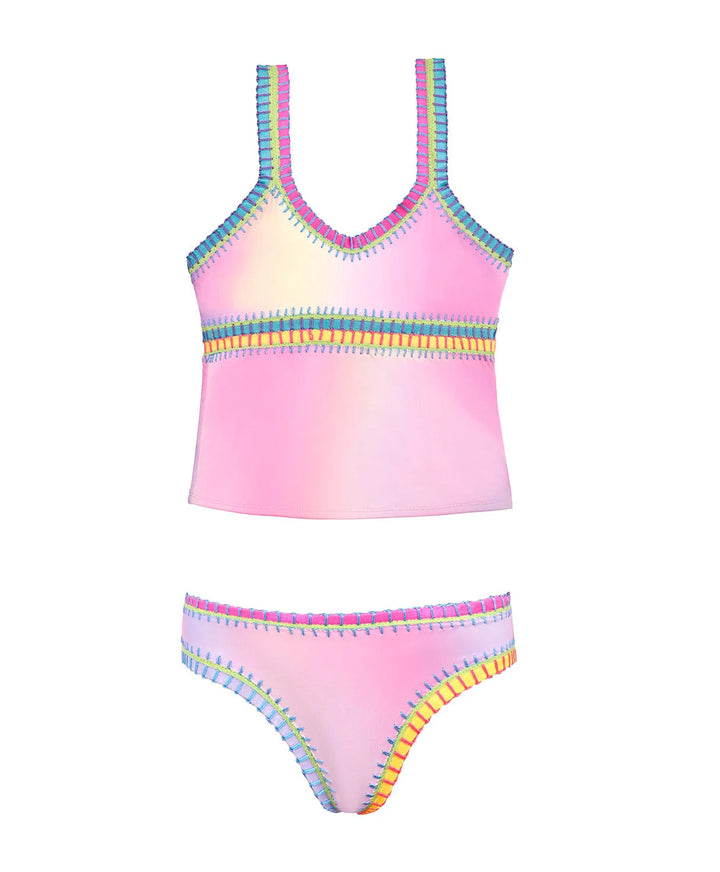 Embroidered Tankini | Cotton Candy Rainbow