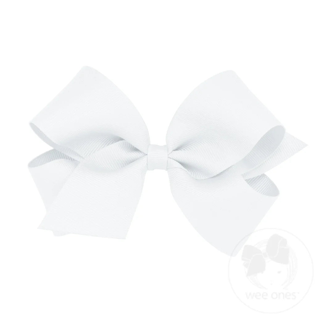 Medium Classic Grosgrain Hair Bow | White