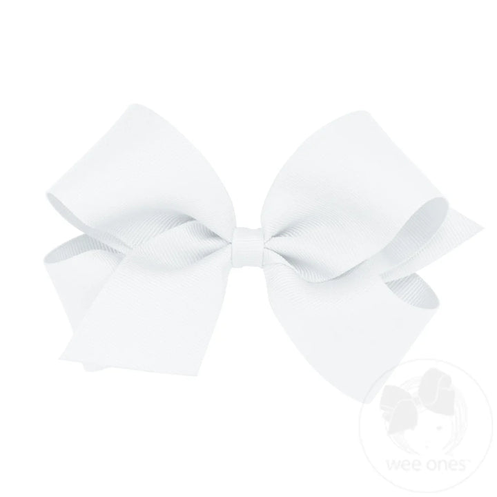 Medium Classic Grosgrain Hair Bow | White