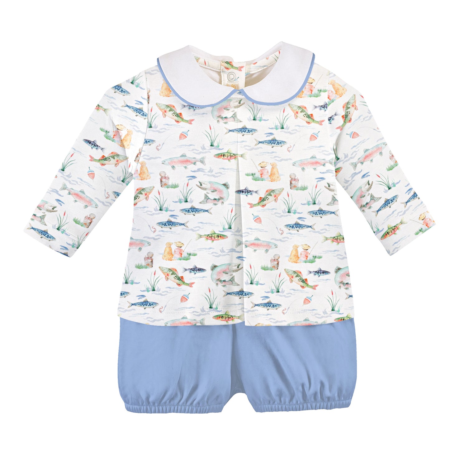 Gone Fishing Printed Pima Diaper Set
