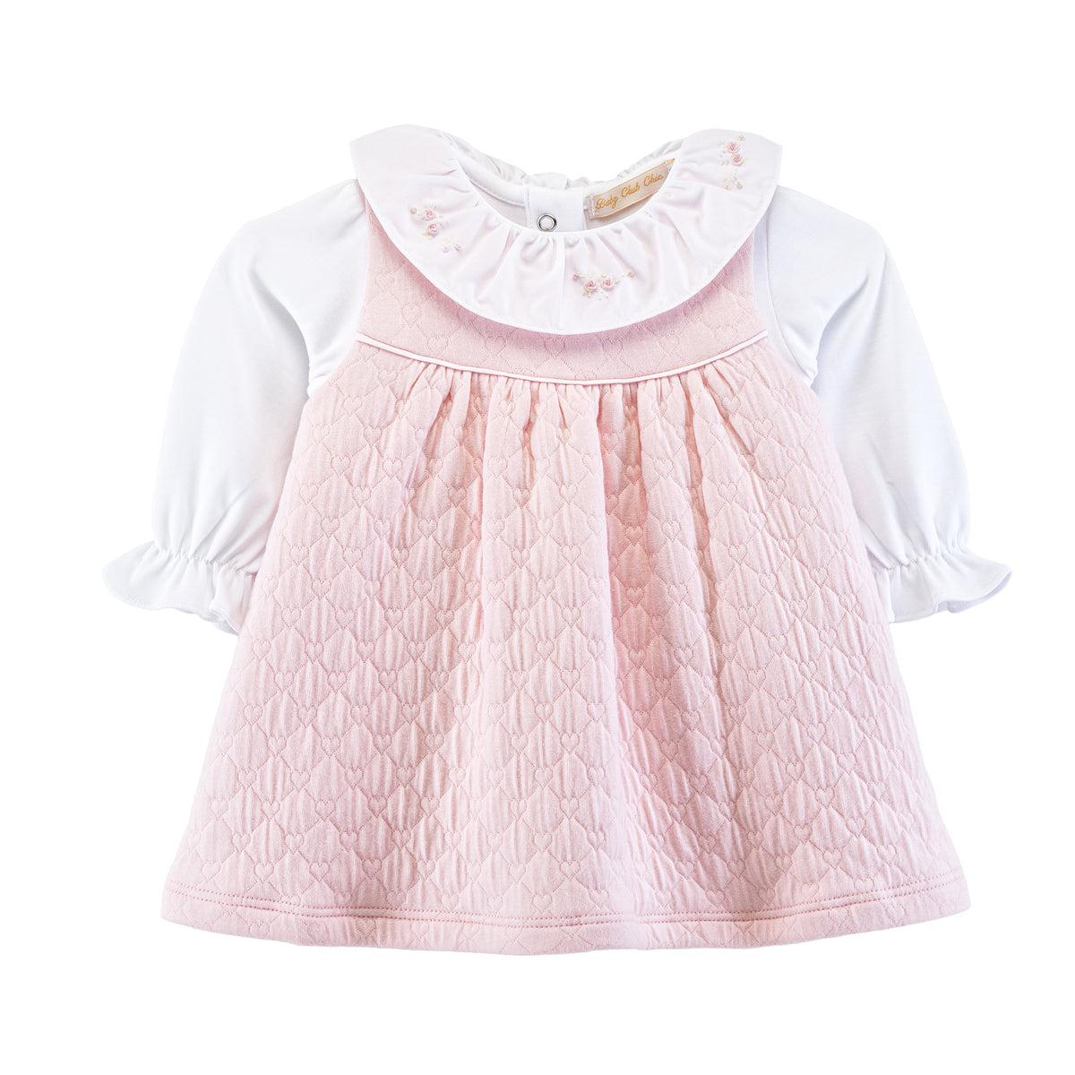 Delicate Roses Pima Jacquard Jumper & Embroidered Ruffle Collar Set