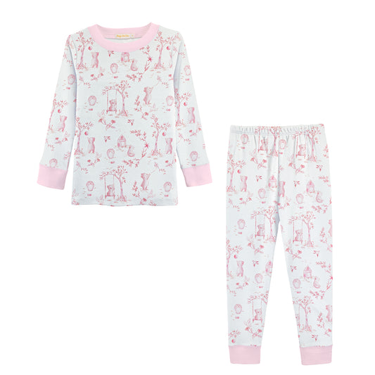 Long Sleeve Lounge Set | Toile de Jouy | Pink