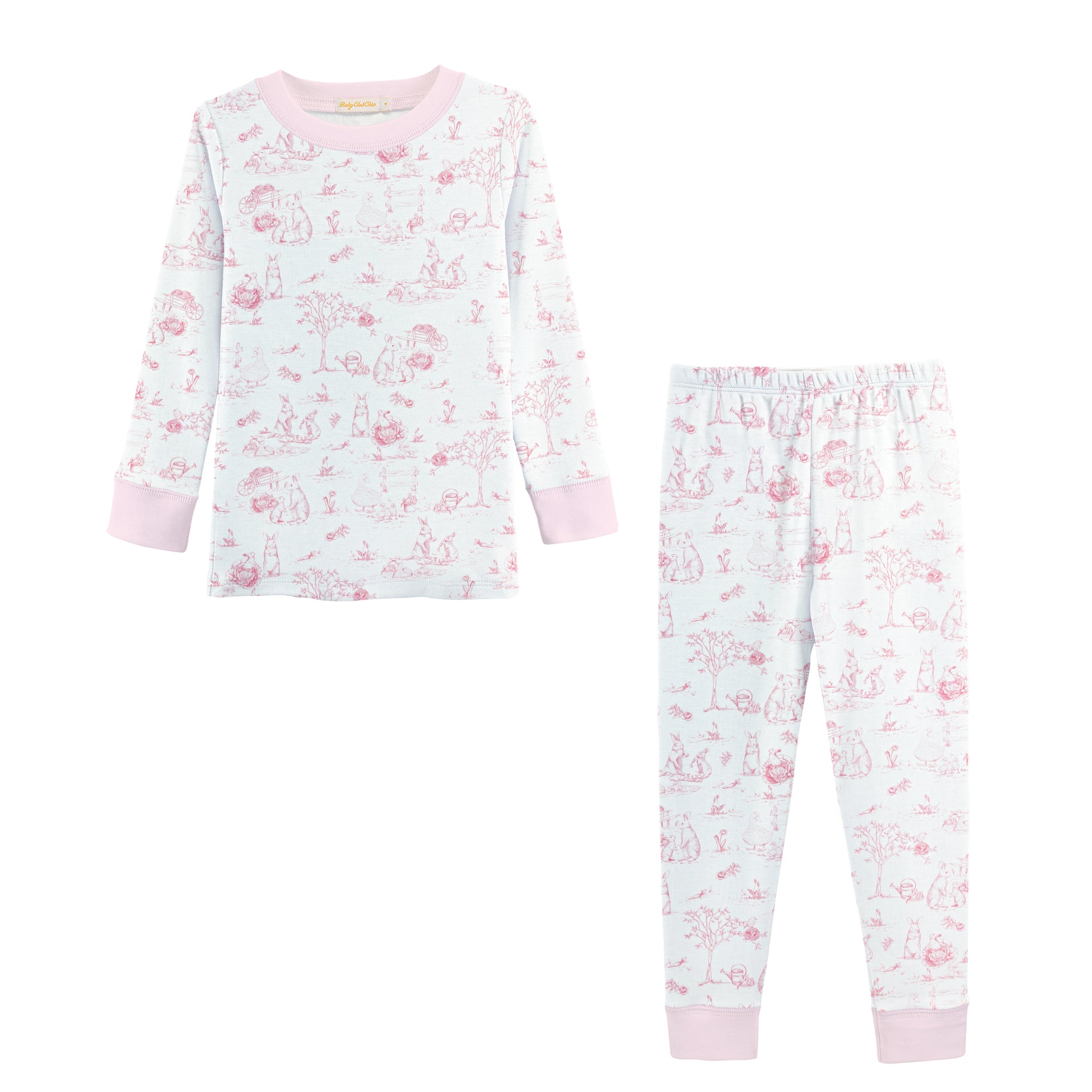 pink toile bunnies kid set
