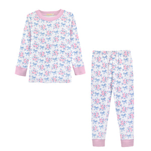 Printed Kid Set | Blue Floral Bows