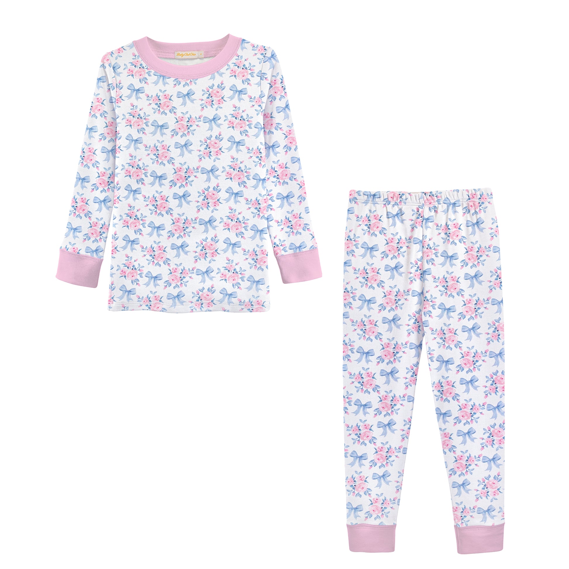 Printed Kid Set | Blue Floral Bows