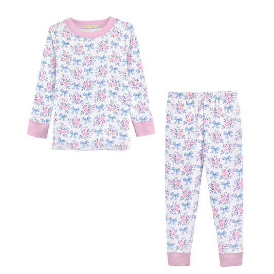 Printed Kid Set | Blue Floral Bows
