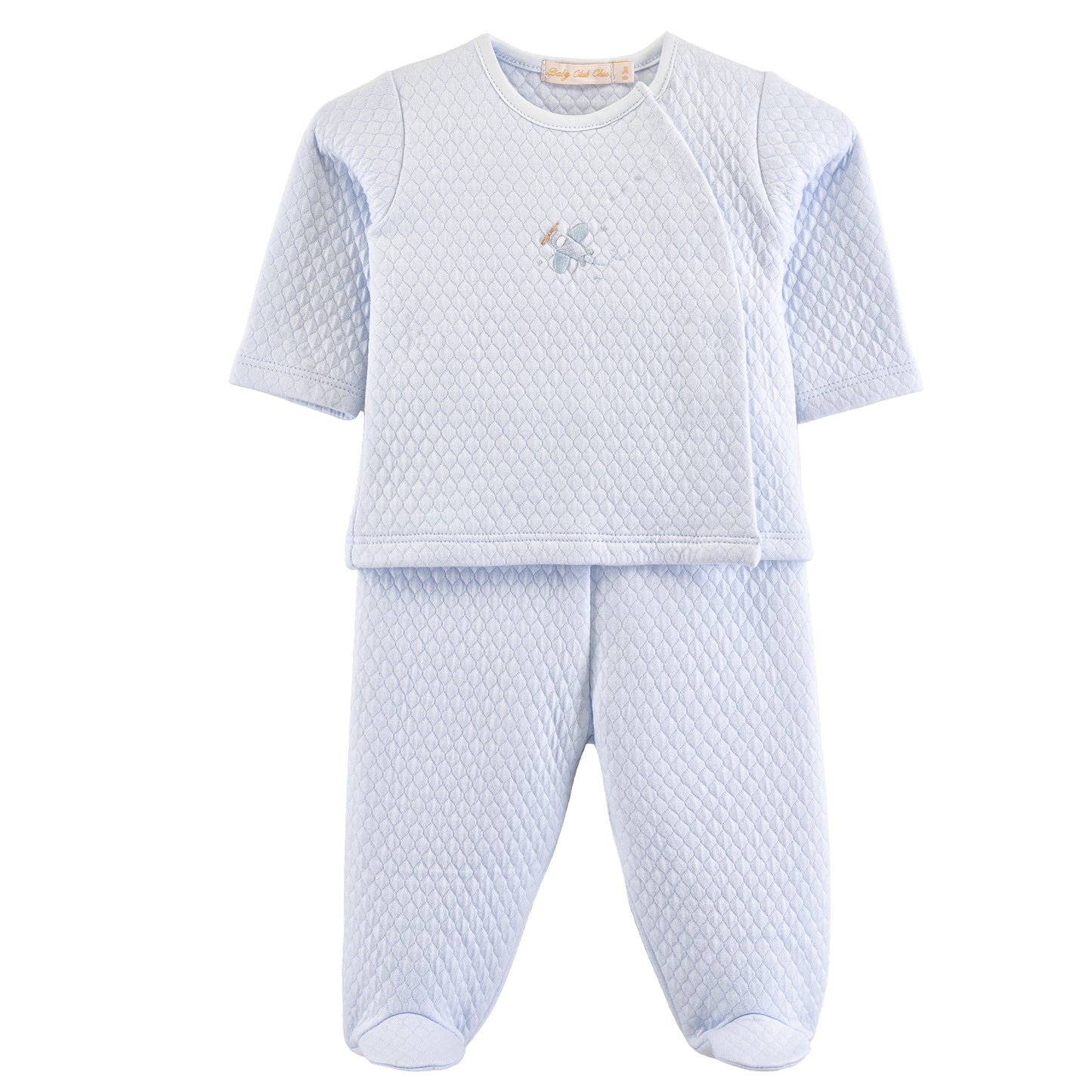 Lullaby Flight Pima Jacquard Footed Set w Embroidered Top
