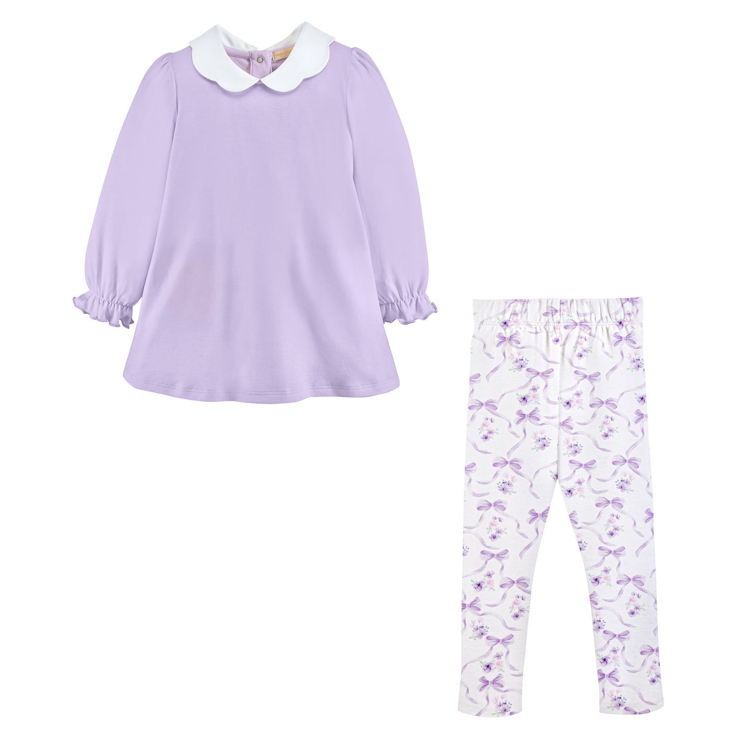 Dreamy Ties Printed Pima Scalloped Top & Leggings