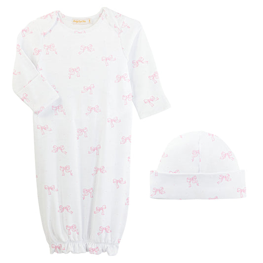 Printed Gown + Hat Set | Pretty Bows | Pink