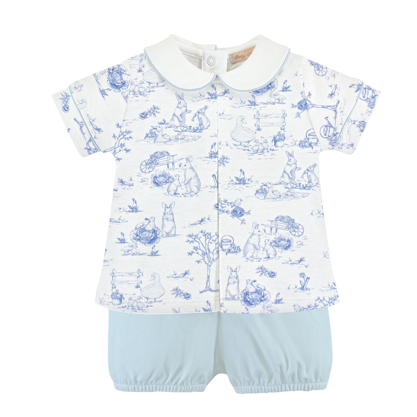 blue toile bunnies tee and pant set