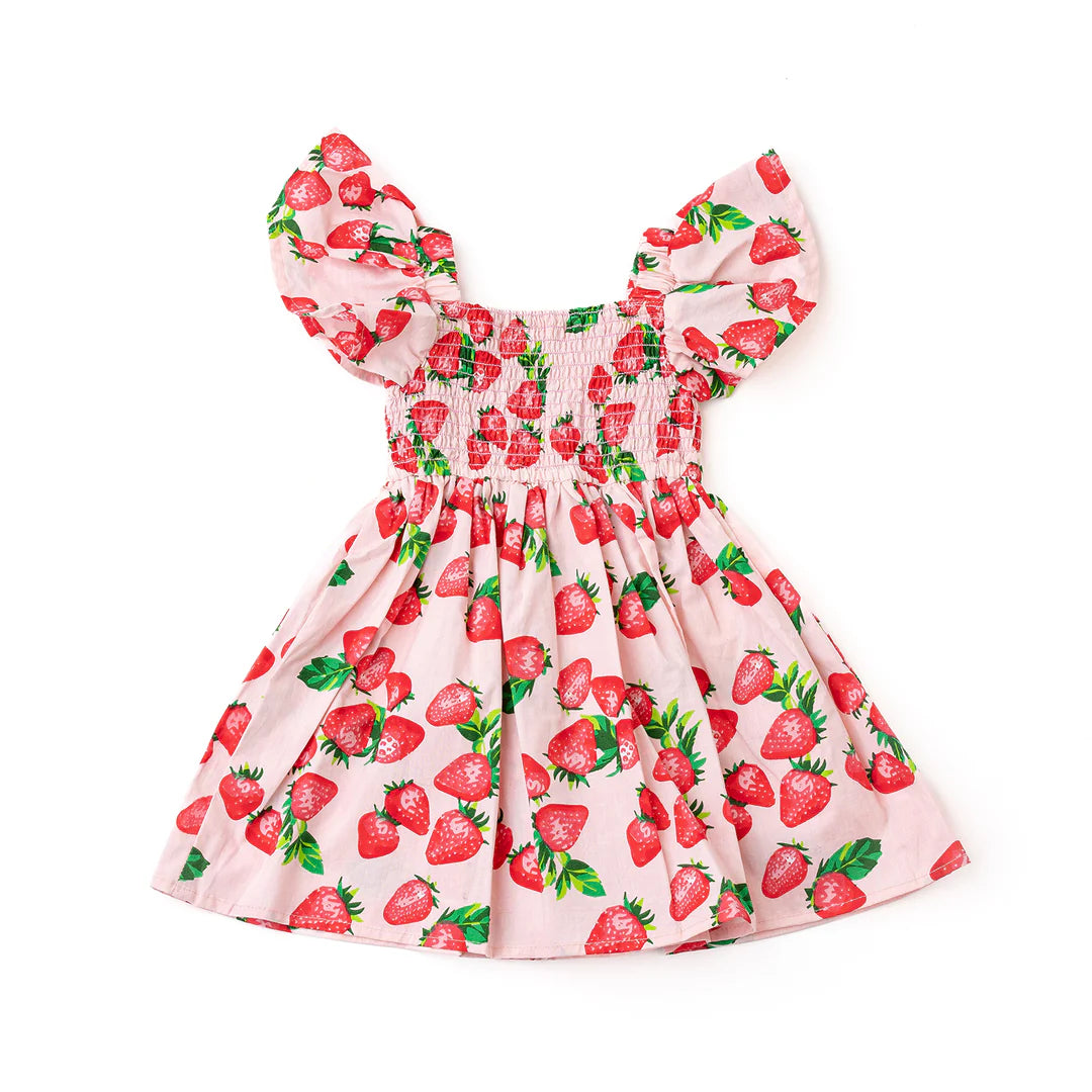 Cotton Smocked Dress | Strawberry Bliss
