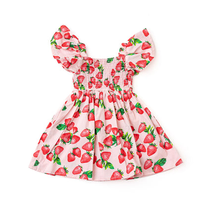 Cotton Smocked Dress | Strawberry Bliss