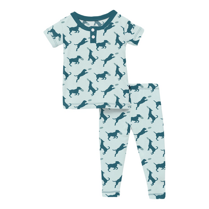 Short Sleeve Printed Henley Pajama Set | Fresh Air Frisbee Labs