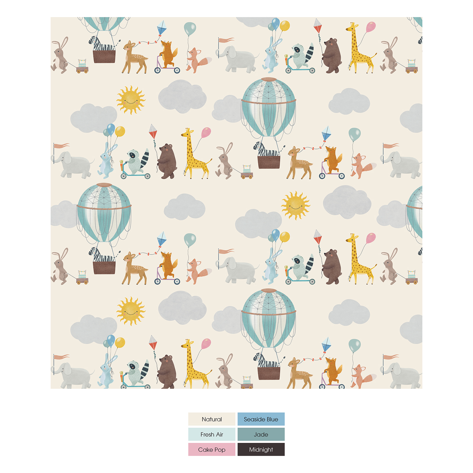 Short Sleeve Printed Henley Pajama Set | Natural Animal Parade