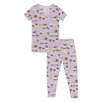 Short Sleeve Printed Kimono Pajama Set | Thistle Ice Cream Truck