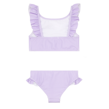 lavender stripe ruffle neck bikini