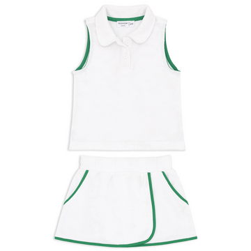 white french terry tennis tank top and skort set