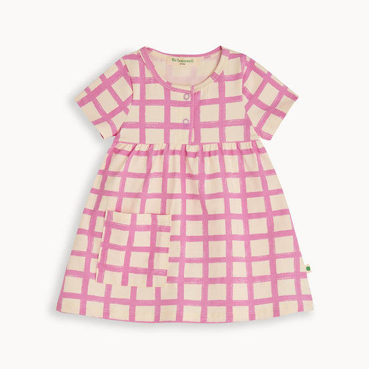 Short Sleeve Jersey Sundress | Pink Checker