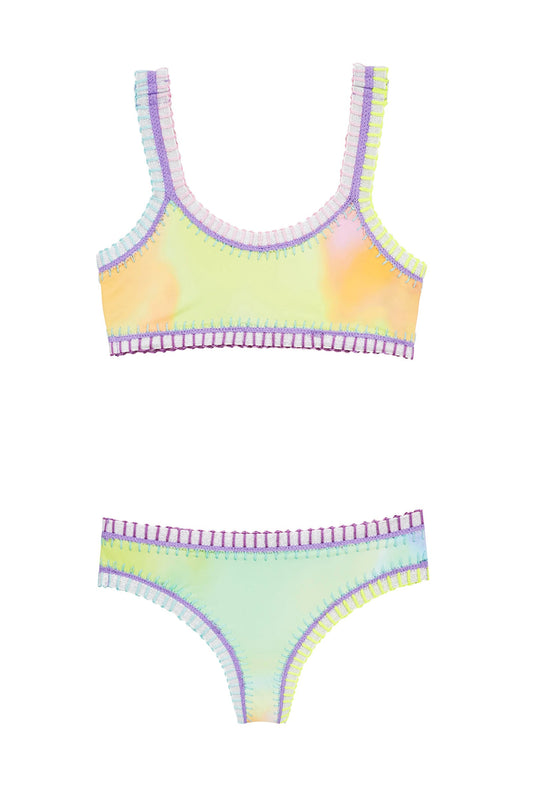 Sporty Rainbow Embroidered Bikini | Pastel Tie Dye