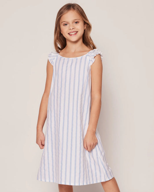 Girl's Twill Amelie Nightgown | Periwinkle Stripe