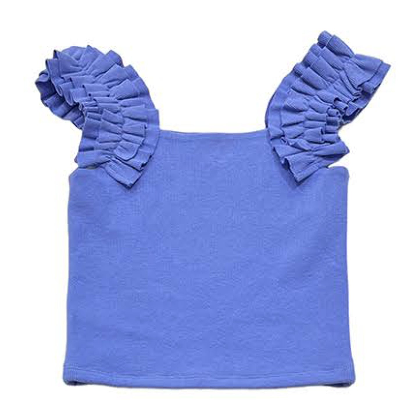 Ruffle Ribbed Tank Top | Blue