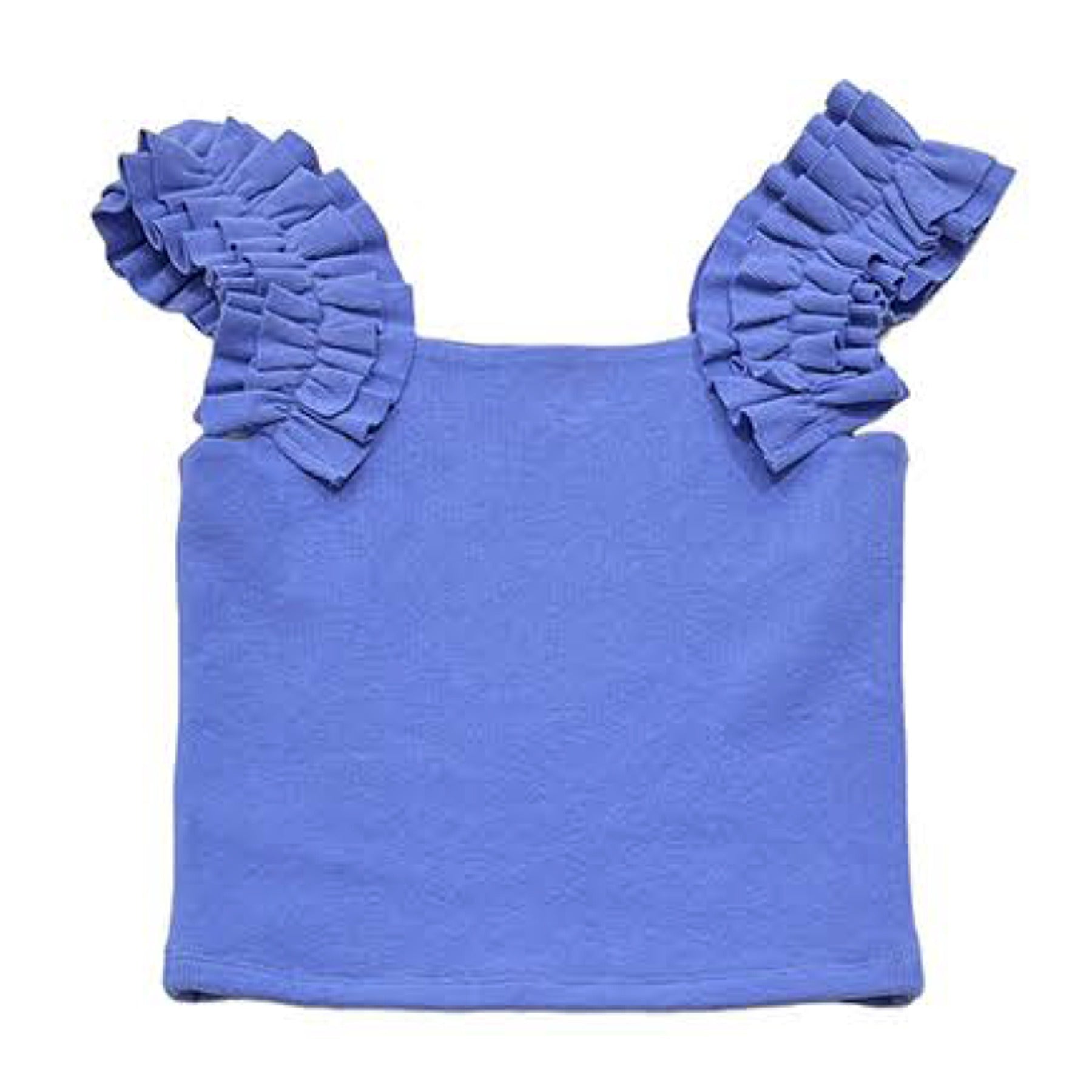 Ruffle Ribbed Tank Top | Blue