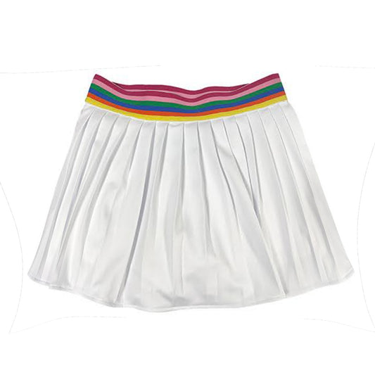 Rainbow Waist Tennis Skort  | White