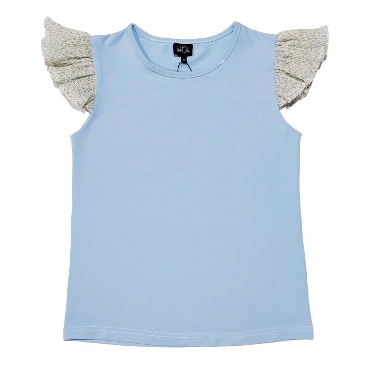 Ruffle Floral Sleeve Top | Blue
