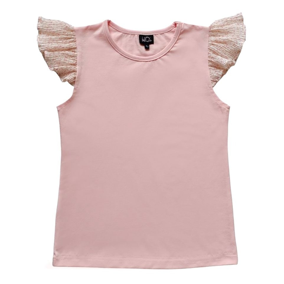 Ruffle Floral Sleeve Top | Pink