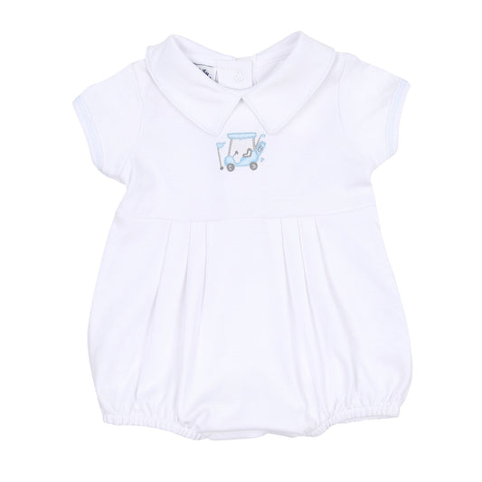 Putting Around Embroidered Collared Boy Bubble | Light Blue