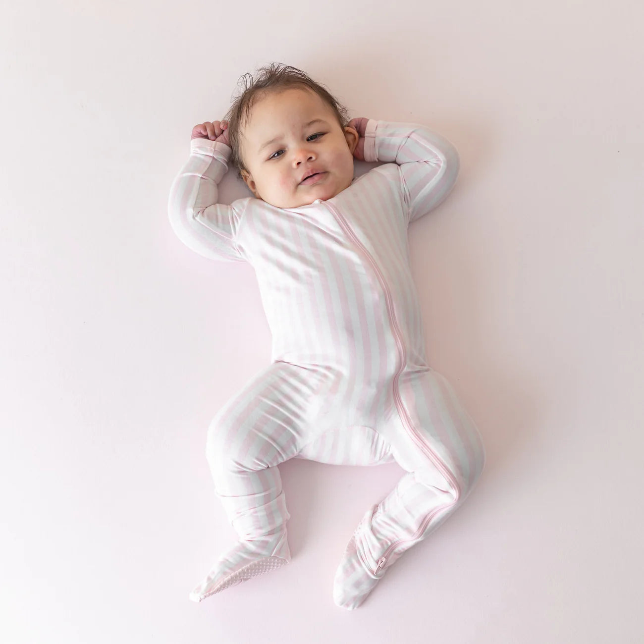Kyte Baby Zippered Bamboo Footie | Sakura Stripe