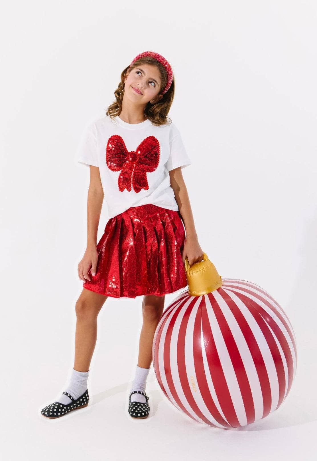 Scarlet Pleated Shimmer Skirt